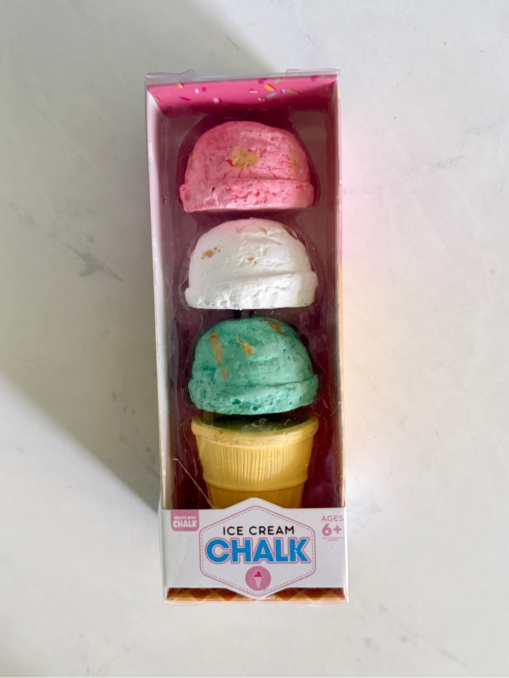 Ice Cream Chalk Stack Pink, White, Green, Yellow Cone